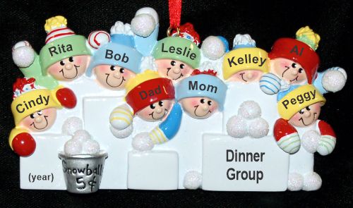 Large Group Christmas Ornament Snowball Fun for 9 Personalized FREE at PersonalizedOrnamentsMarket.com by Russell Rhodes