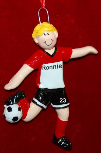 Soccer Christmas Ornament Male Blond Personalized by RussellRhodes.com