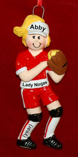 Softball Christmas Ornament Female Blond Personalized by RussellRhodes.com