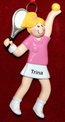 Tennis Christmas Ornament Female Blond Personalized by RussellRhodes.com