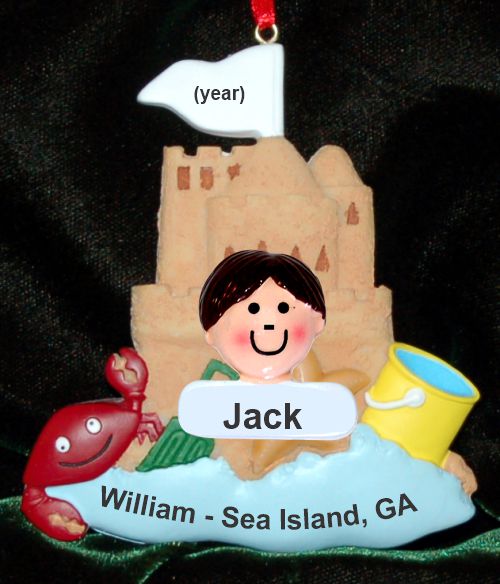 Sandcastle Beach Trip Ornament for Boy or Girl Personalized by RussellRhodes.com