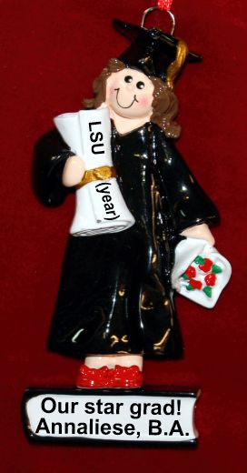 College Graduation Christmas Ornament Female Brunette Personalized by RussellRhodes.com