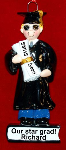 High School Graduation Christmas Ornament Male Blond Personalized by RussellRhodes.com