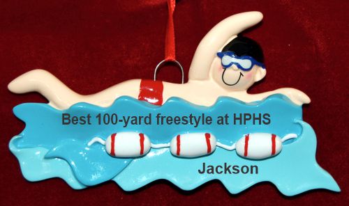 Swimming Christmas Ornament Freestyle Male Personalized by RussellRhodes.com