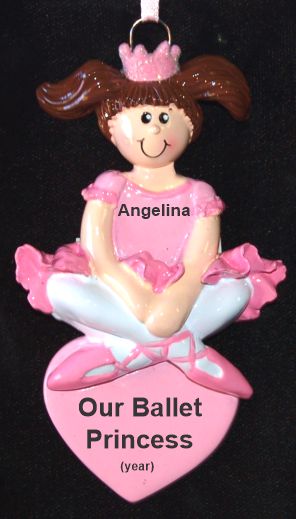 Ballerina Christmas Ornament Princess Brown Personalized by RussellRhodes.com