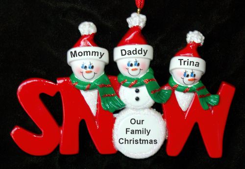 Family Christmas Ornament Snow Much Fun for 3 Personalized by RussellRhodes.com