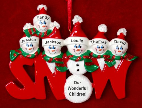 Family Christmas Ornament Snow Much Fun Just the Kids 6 Personalized by RussellRhodes.com