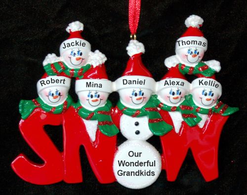 Grandparents Christmas Ornament Snow Peeps 7 Grandkids Personalized by RussellRhodes.com