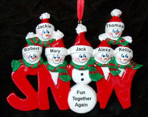 Large Group Christmas Ornament Snow Much Fun for 7 Personalized FREE at PersonalizedOrnamentsMarket.com by Russell Rhodes