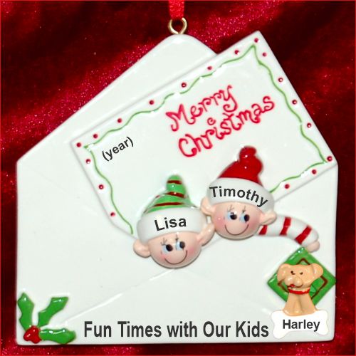 Seasons Greetings Family Christmas Ornament Just the 2 Kids with Pets Personalized by RussellRhodes.com