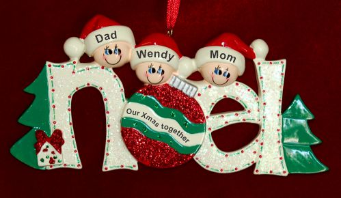 Family Christmas Ornament Noel for 3 Personalized by RussellRhodes.com