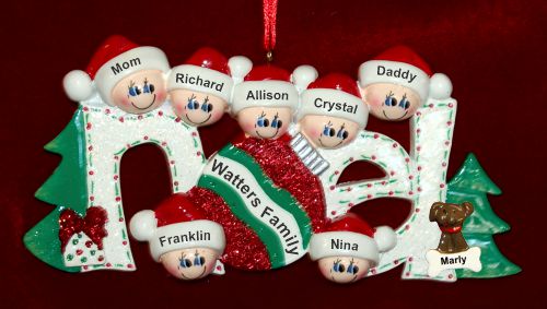 Family Christmas Ornament Noel for 7 with Pets Personalized by RussellRhodes.com