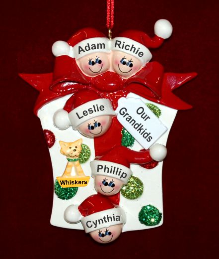 Grandparents Christmas Ornament Xmas Gift 5 Grandkids with Pets Personalized by RussellRhodes.com