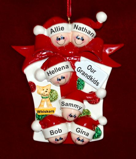 Grandparents Christmas Ornament Xmas Gift 6 Grandkids with Pets Personalized by RussellRhodes.com