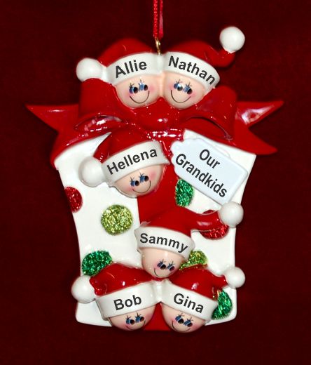 Grandparents Christmas Ornament Xmas Gift 6 Grandkids Personalized FREE at PersonalizedOrnamentsMarket.com by Russell Rhodes