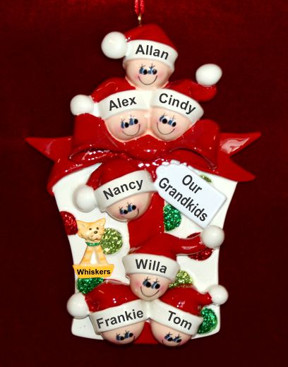 Grandparents Christmas Ornament Xmas Gift 7 Grandkids with Pets Personalized by RussellRhodes.com