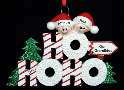 Grandparents Christmas Ornament Ho Ho Ho 2 Grandkids Personalized by RussellRhodes.com