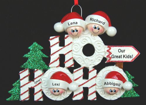 Family Christmas Ornament Ho Ho Ho Just the Kids 4 Personalized by RussellRhodes.com