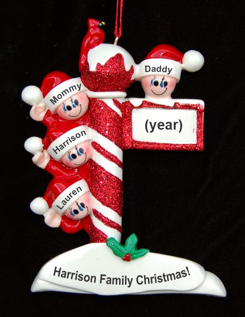 Family Christmas Ornament North Pole for 4 Personalized by RussellRhodes.com