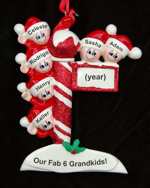 Grandparents Christmas Ornament North Pole 6 Grandkids Personalized FREE at PersonalizedOrnamentsMarket.com by Russell Rhodes