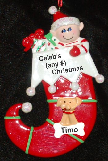 Kids Christmas Ornament Xmas Elf for 1 with Pets Personalized by RussellRhodes.com