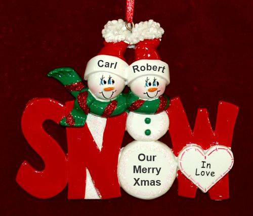 Gay Couple Christmas Ornament Let it Snow Personalized by RussellRhodes.com