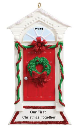 Our 1st Chrismas Together Ornament Red Door with Wreath Personalized by RussellRhodes.com