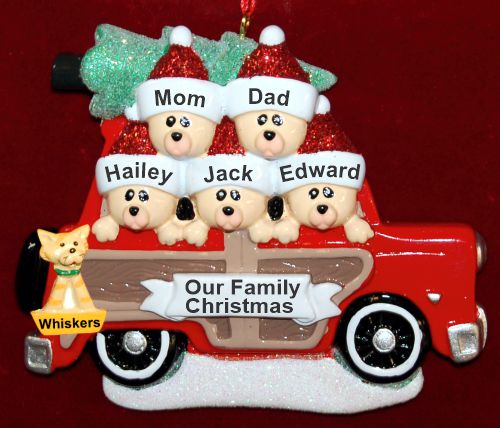 Family Christmas Ornament Woody for 5 with Pets Personalized by RussellRhodes.com