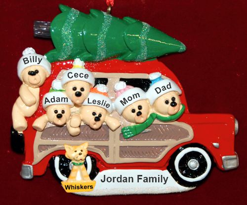 Family Christmas Ornament Woody for 6 with Pets Personalized by RussellRhodes.com