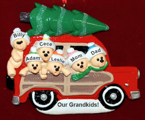 Grandparents Christmas Ornament Woody 6 Grandkids Personalized FREE at PersonalizedOrnamentsMarket.com by Russell Rhodes