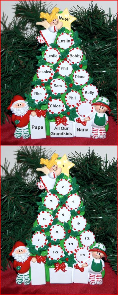 Grandparents Tabletop Christmas Decoration Peppermints for 11 Personalized by RussellRhodes.com