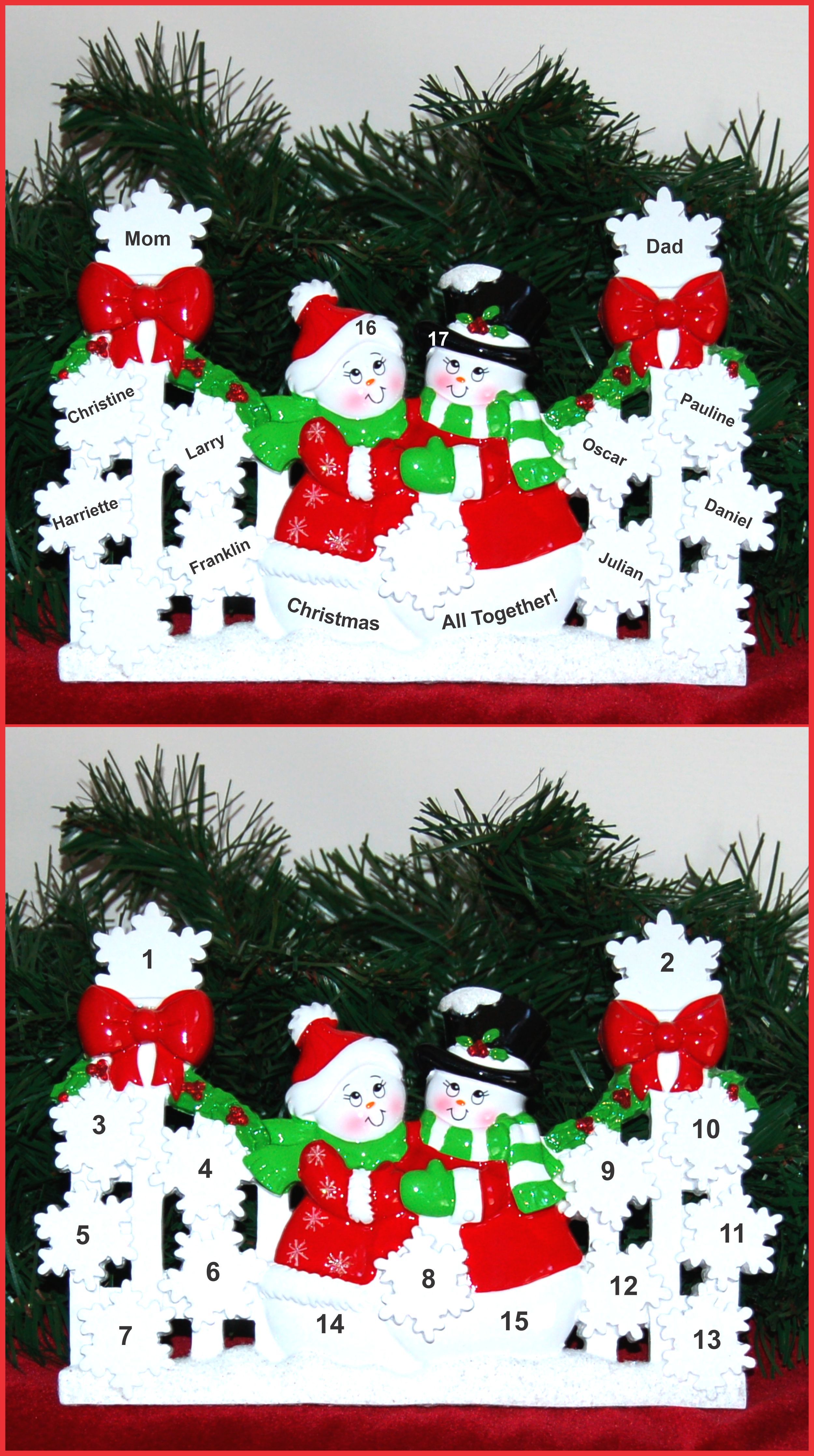 Tabletop Christmas Decoration Snowflakes Family of 10 Personalized by RussellRhodes.com