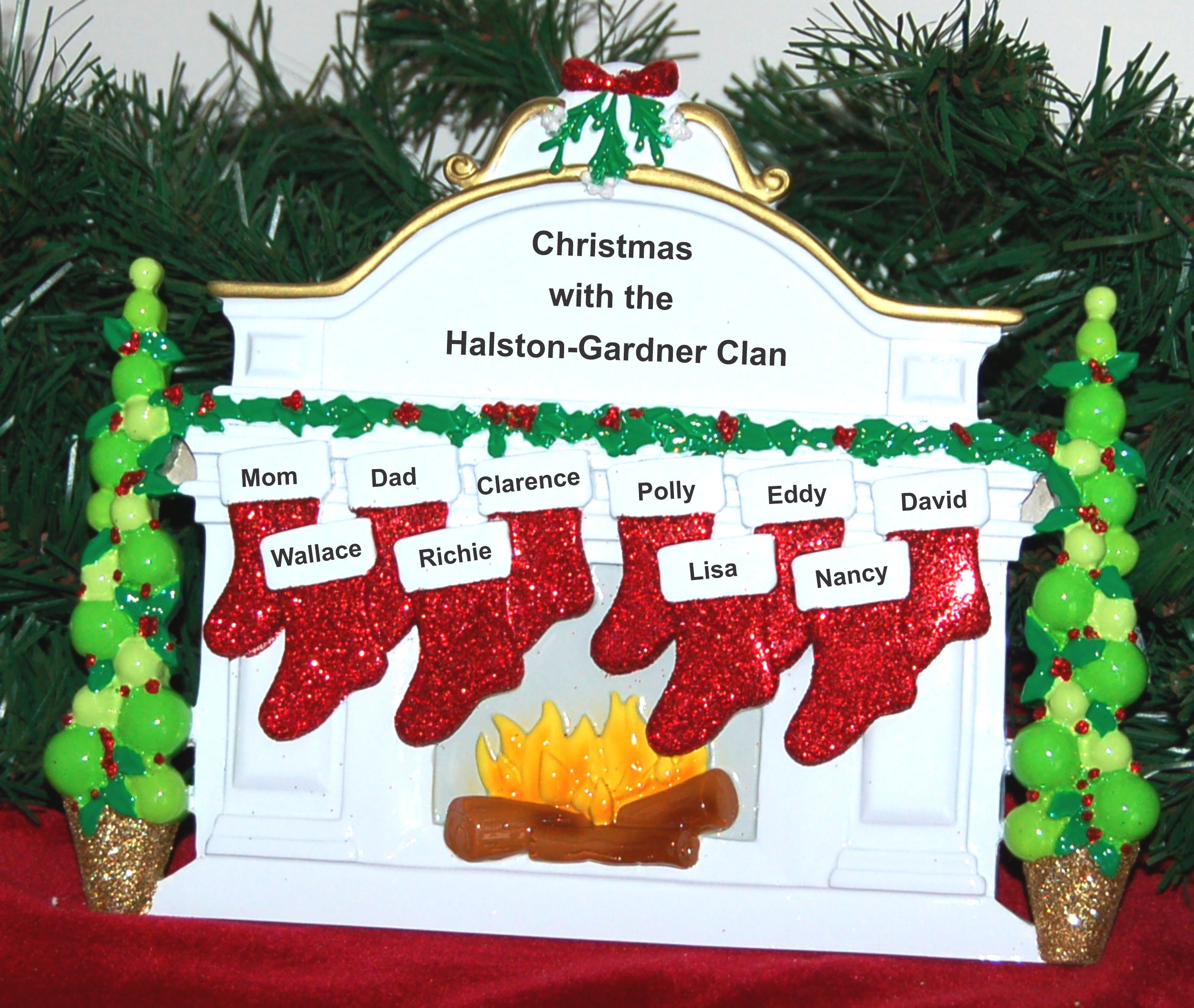 Tabletop Christmas Decoration Mantel Family 10 Personalized by RussellRhodes.com