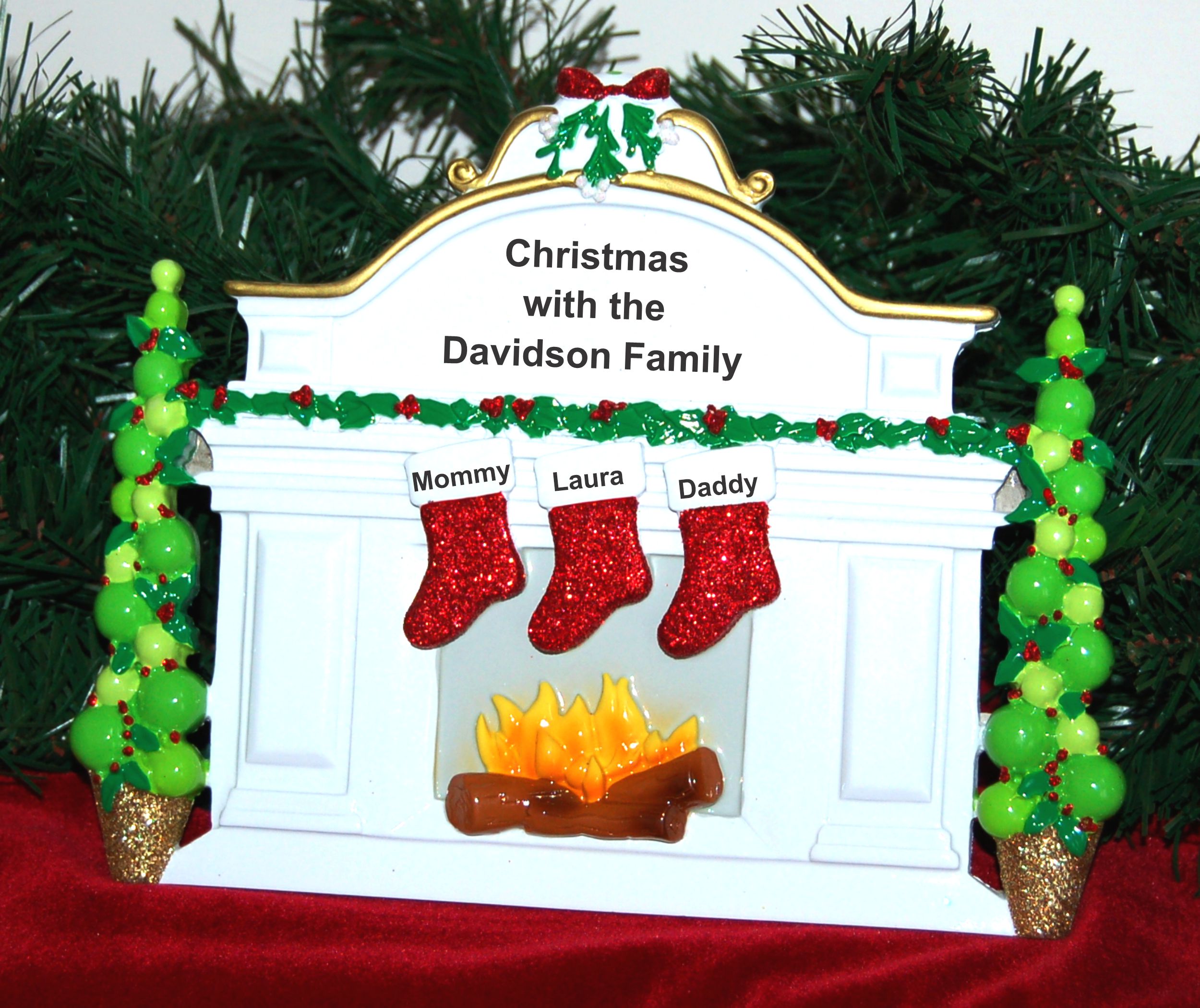 Tabletop Christmas Decoration Mantel Family 3 Personalized by RussellRhodes.com