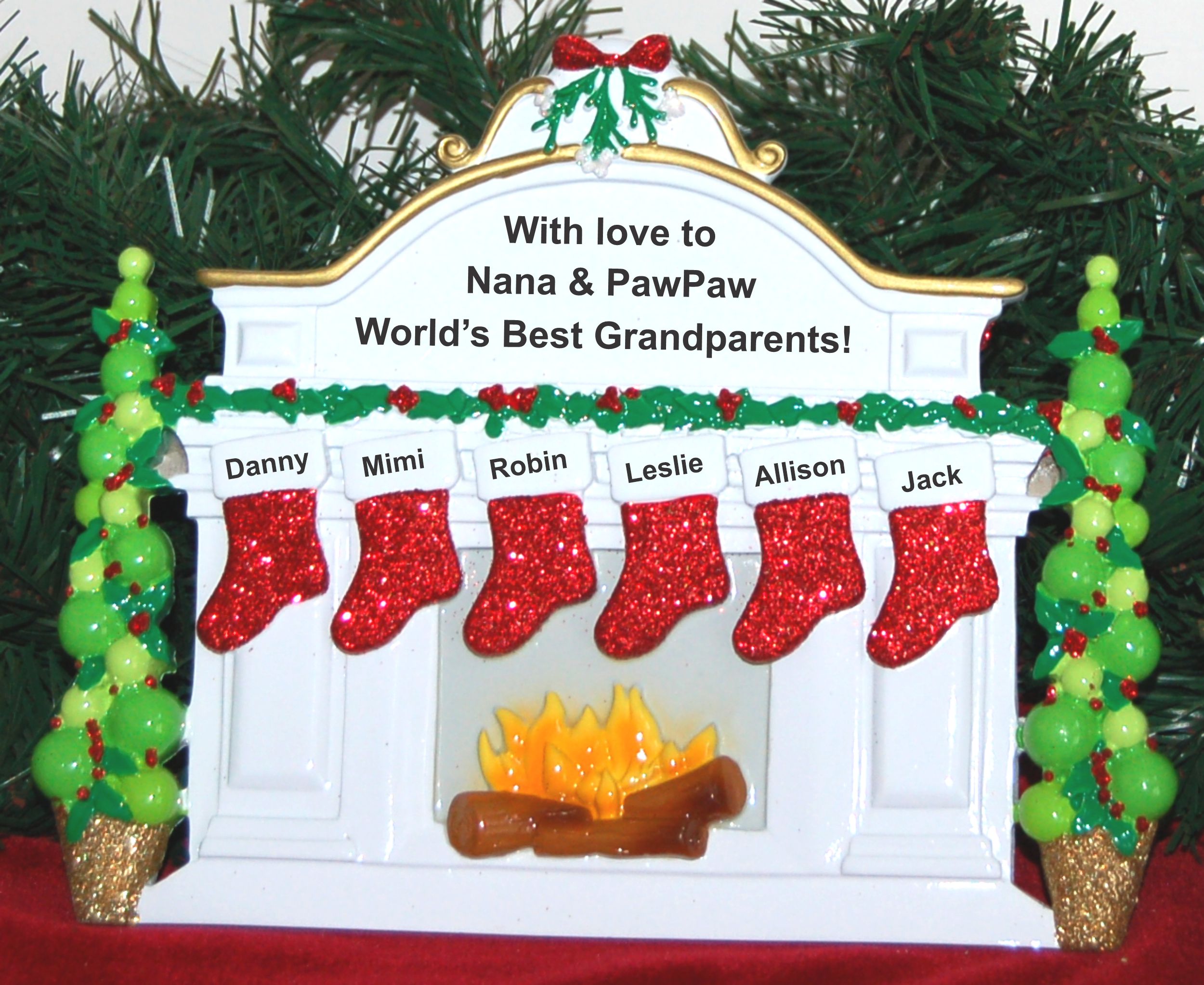 Tabletop Christmas Decoration Mantel 6 Grandkids Personalized by RussellRhodes.com