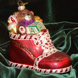 Baby Delights Red Bootie Glass Christmas Ornament Personalized FREE at PersonalizedOrnamentsMarket.com by Russell Rhodes