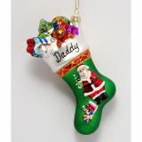 Family Collection Santa Claus Stocking Glass Christmas Ornament Personalized FREE at PersonalizedOrnamentsMarket.com by Russell Rhodes