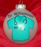 Scrubs for New Doctor Christmas Ornament Personalized FREE at PersonalizedOrnamentsMarket.com by Russell Rhodes