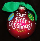 Hand Painted Our First Christmas Glass Christmas Ornament Personalized FREE at PersonalizedOrnamentsMarket.com by Russell Rhodes