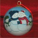 Snow Family of 4 Glass Ball Personalized Christmas Ornament Personalized FREE at PersonalizedOrnamentsMarket.com by Russell Rhodes