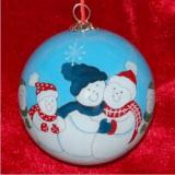 Snow Family of 5 Glass Ball Christmas Ornament Personalized FREE at PersonalizedOrnamentsMarket.com by Russell Rhodes