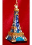 Eiffel Tower Glass Christmas Ornament Personalized FREE at PersonalizedOrnamentsMarket.com by Russell Rhodes