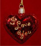 I Love You Heart Christmas Ornament Personalized FREE at PersonalizedOrnamentsMarket.com by Russell Rhodes