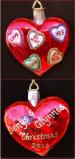 Be Mine Candy Hearts!  Engaged Heart Glass Christmas Ornament Personalized FREE at PersonalizedOrnamentsMarket.com by Russell Rhodes