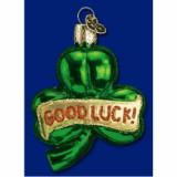 Lucky Shamrock Irish Blown Glass Christmas Ornament Personalized FREE at PersonalizedOrnamentsMarket.com by Russell Rhodes