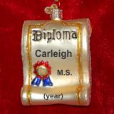 Graduation Diploma Glass Christmas Ornament Personalized FREE at PersonalizedOrnamentsMarket.com by Russell Rhodes