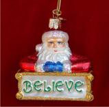 Spirit of Christmas Believe Glass Glass Christmas Ornament Personalized FREE at PersonalizedOrnamentsMarket.com by Russell Rhodes