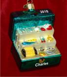 Professional Tackle Box Christmas Ornament Personalized FREE at PersonalizedOrnamentsMarket.com by Russell Rhodes