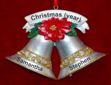 Couples Christmas Ornament Bells and Holly Personalized FREE at PersonalizedOrnamentsMarket.com by Russell Rhodes