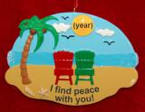 Beach Couples Christmas Ornament Personalized FREE at PersonalizedOrnamentsMarket.com by Russell Rhodes